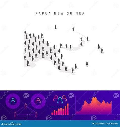 Papua New Guinea People Map. Detailed Vector Silhouette. Mixed Crowd of Men and Women ...