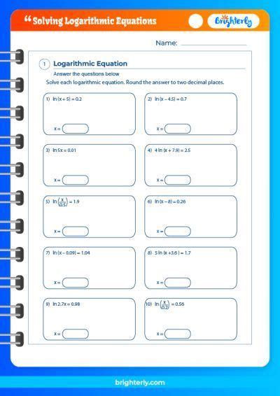 Image result for Logarithmic Equations Worksheet