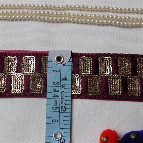 Buy Gold Indian Border Trim Sequin Thread Work Trim Lace Geometric ...