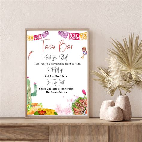 Printable and Editable Taco Bar Menu, Taco Party Menu Template, Taco ...