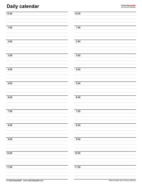 Free Daily Calendars for Word - 30+ Templates