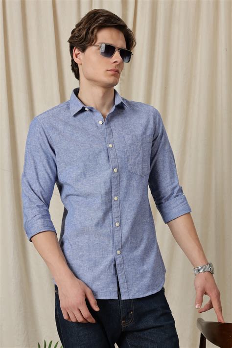 Buy This Men’s Linen Solid Casual Shirt- Blu Mnky