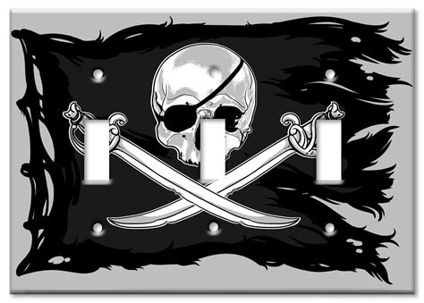 Art Plates Brand Triple Toggle Switch / Wall Plate - Pirate Flag ...