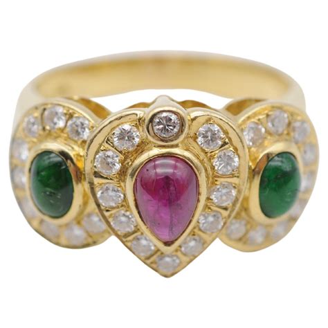 2.07 Carat Emerald Cut Emerald and Diamond Art Deco Men's Ring in 18K ...