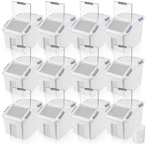Snapklik.com : Purpeak 12 Pcs 50lb Rice Storage Containers Flour ...