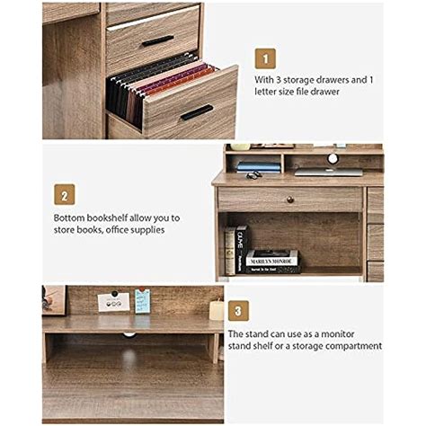Computer Desk with 4 Drawers and Hutch, Modern India | Ubuy