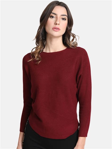 Buy Kazo Women Maroon Solid Sweater - Sweaters for Women 10927690 | Myntra