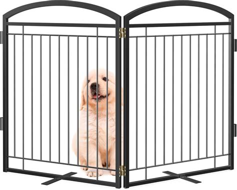 Amazon.com: Paulmele Full Metal Free Standing Dog Gate with Door for Indoor & Outdoor, 48 ...