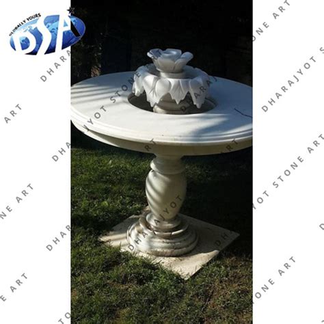 Garden Outdoor White Marble Stone Water Fountain – Dharajyot Stone Art
