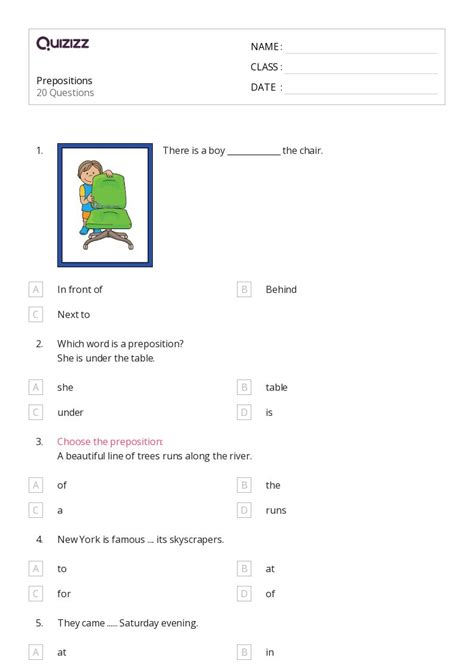 50+ Prepositions worksheets for 3rd Class on Quizizz | Free & Printable