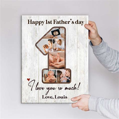 Happy 1st Father's Day Photo Collage Canvas, First Time Fathers Day ...