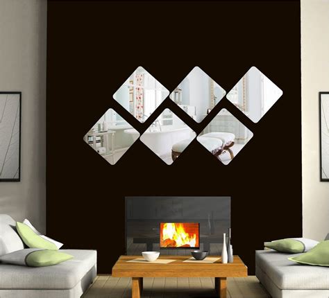 Buy Atulya Arts - Decorative Reflective Squares Silver (Pack of 6) 3D ...
