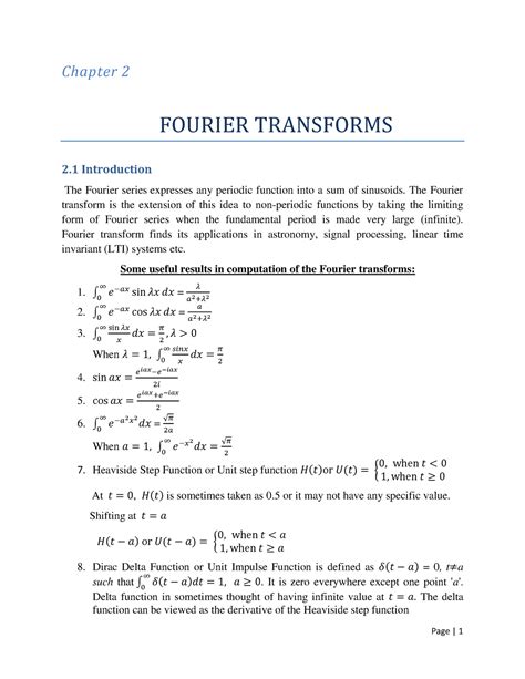 Fourier transforms lecture - Chapter 2 FOURIER TRANSFORMS 2 ...