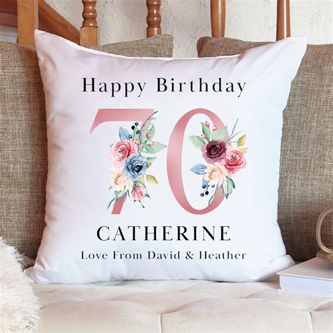 Personalised 70th Birthday Cushion Pillow - Custom Message Gifts ...