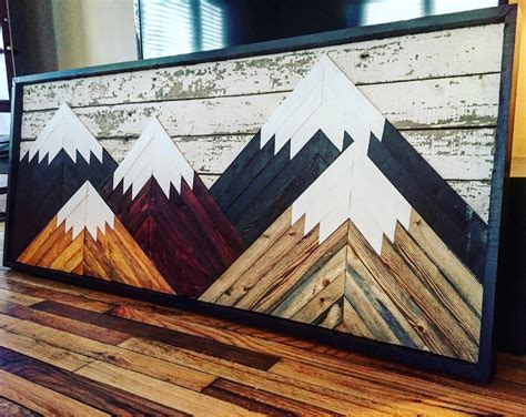 Barn Wood Mountain Wall Decor. - Etsy | Wood art diy, Wood wall art diy ...