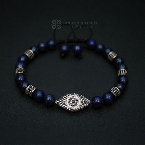 Lapis Beaded Evil Eye Bracelet