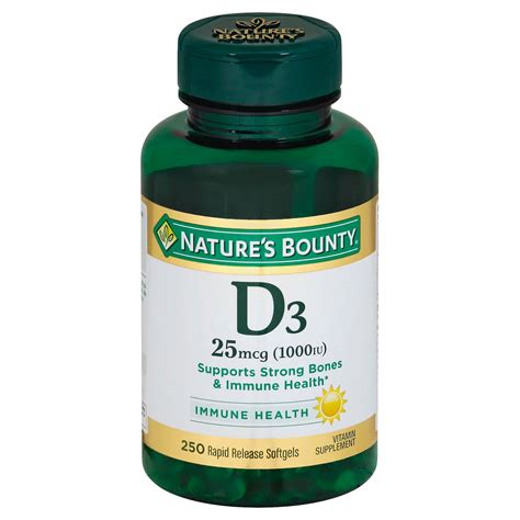 Nature's Bounty Vitamin D3 25 mcg (1000 IU) Softgels - Shop Vitamins A-Z at H-E-B