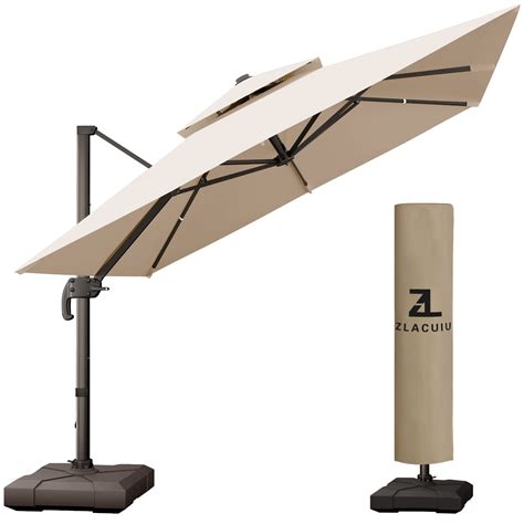 Buy 10 * 13FT Rectangular Beige Cantilever Patio Umbrella,360 Degree ...