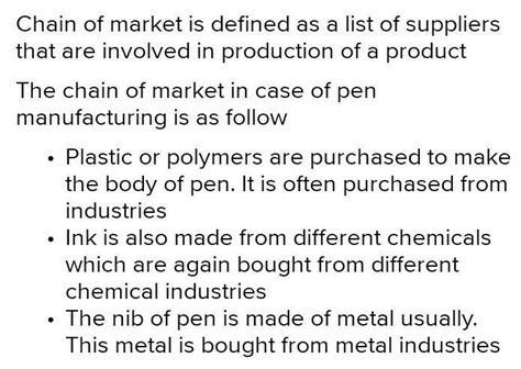 Chain of markets of pen - Brainly.in