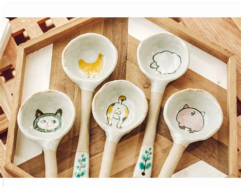 原创手工陶瓷大汤勺子创意可爱粗陶卡通分汤勺长柄调羹盛汤粥家用-阿里巴巴