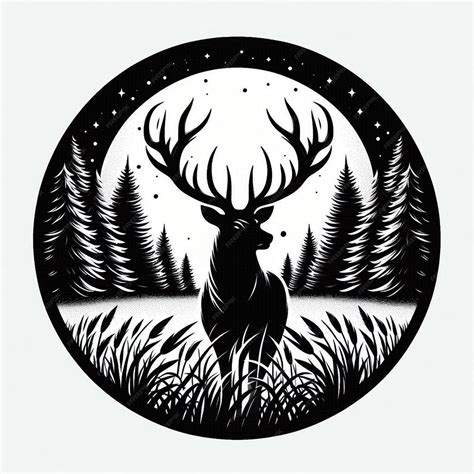 Exclusive deer pine tree vector art Majestic Stag in the Pines A ...