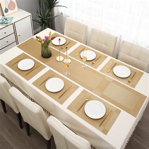 Buy Ramkuwar Dining Table Runner and Placemats Set of 8 Modern Place ...