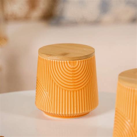 Decorative Embossed Ceramic Jar Set of 2 Online - Premium Jar With Lid ...