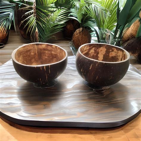 Coconut Shell Bowl With Stand (130ml to150ml)100% Biodegradable I Eco ...