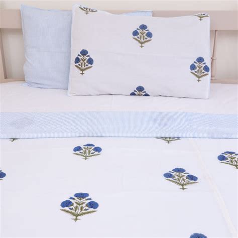 Blue Poppy Reversible Cotton Dohar with Pillow Covers – JAIPUR COLORS
