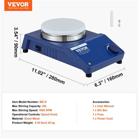 VEVOR Magnetic Stirrer, 0-1500 RPM Stir Plate with Adjustable Speed ...