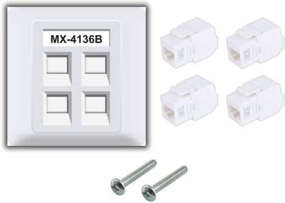 MX 4 Port Face Plate with Shutter / UTP CAT-6A Keystone Jack 180 ...