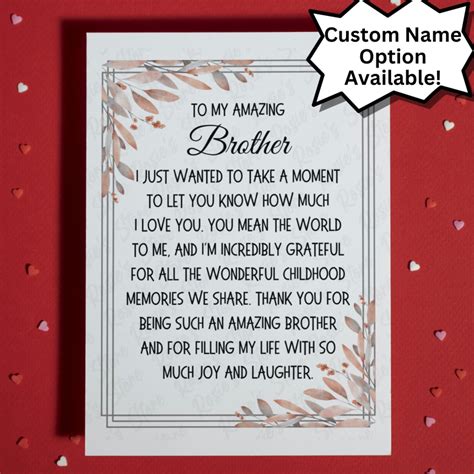 Custom Card for Brother Greeting Card Little or Big Brother Gift Ideas ...