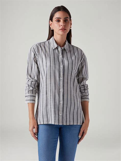 Women's Striped Relaxed Fit Poplin Shirt – Levis India Store