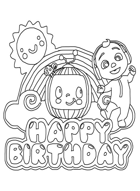 Happy Birthday Cocomelon Coloring Pages - Free Printable Coloring Pages