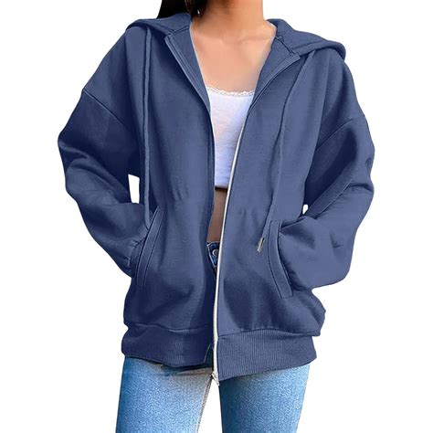 AJHSAKLt Zip Up Hoodie Women Oversized Cute Lightweight Jackets Trendy ...