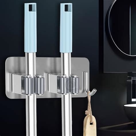 Angel Bear Mop Holder and Broom Holder, 4 Slot Position with 5 Hooks ...