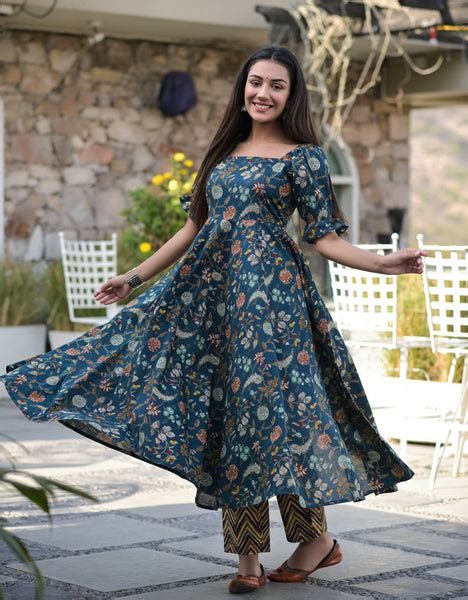 Printed Floral Cotton Kurta Palazzo Set – Hatheli