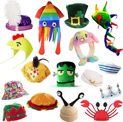 Amazon.com: POPCIEL 12 Assorted Funny Hats Crazy Party hats for Teen ...
