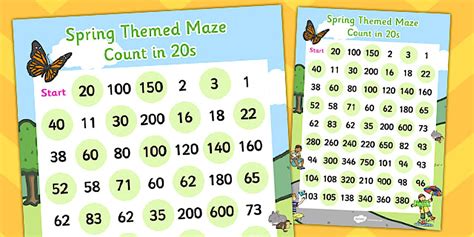 Counting in 20s Maze Worksheet / Worksheet