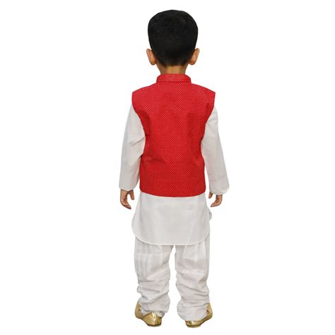 Baby Boy Kurta Pajama With Red Waistcoat for Kids – ItsMyCostume