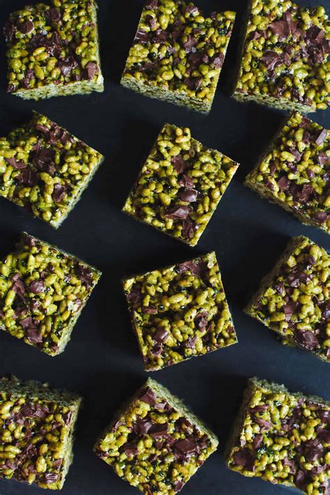 Matcha black sesame rice krispie treats with chocolate chunks – Artofit