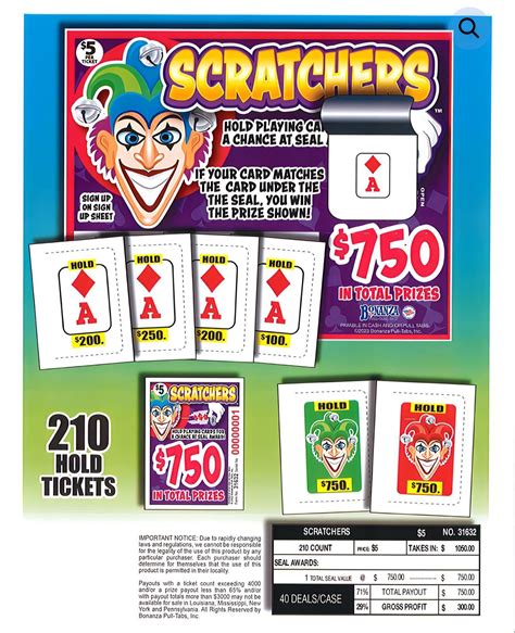 Pull Tab Tickets - Hard Card - Game - 2 Pack - Scratchers - 210 ct ea ...