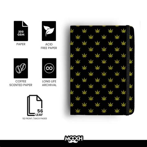MOOCH – Weed Pattern A6 Plain Diary | Indian Khaki | 120 GSM — Mango