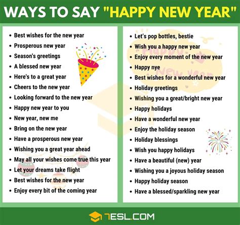 35+ Ways to Say "Happy New Year" in English (Formal and Informal) • 7ESL