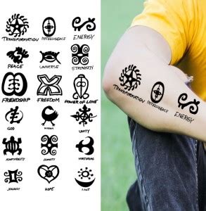 voorkoms Black Symbols Temporary Tattoo Stickers For Male And Female ...