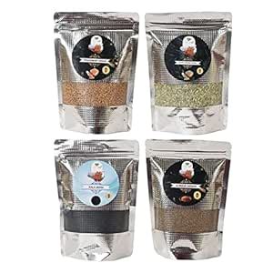 School of sage Sauf,Methi,Kala jeera,Ajwain(pack of 4) (100g each 400g ...