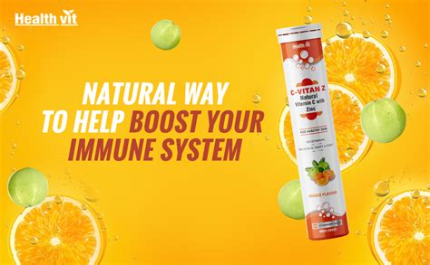 HealthVit C-Vitan-Z Natural Vitamin C 500mg and Zinc - 20 Effervescent ...