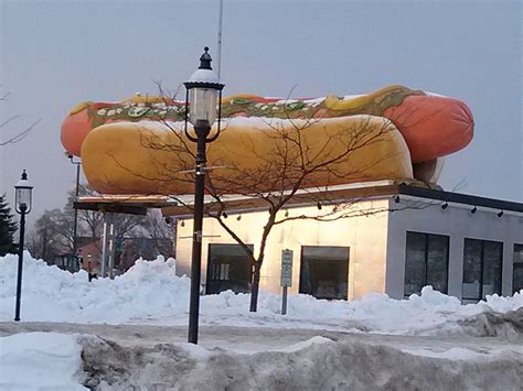Giant Hot Dog at Mackinaw City Restaurant