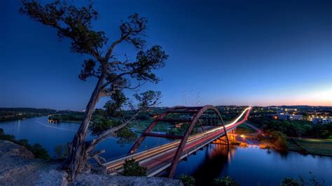 bridge, Pennybacker Bridge, Sunset, River, Austin (Texas), Lake Austin ...