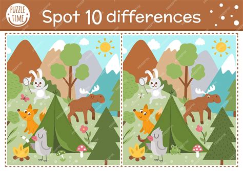 Spot The Difference Printable Animals